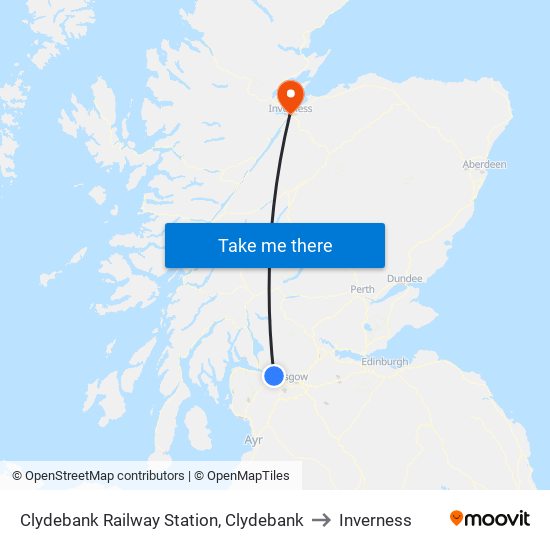 Clydebank Railway Station, Clydebank to Inverness map