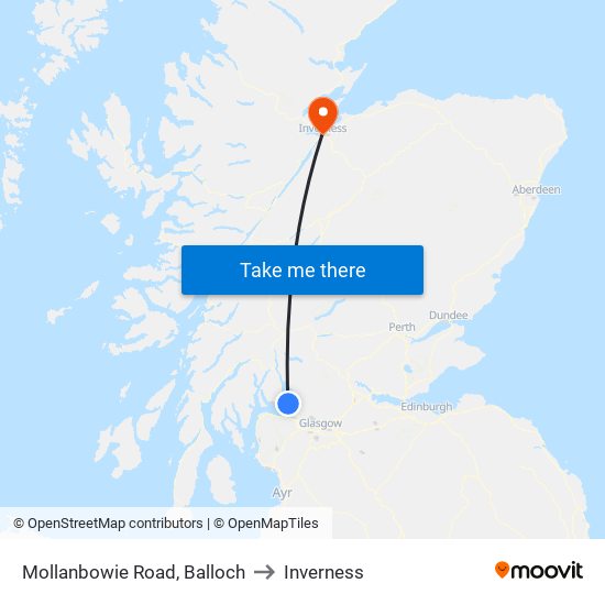 Mollanbowie Road, Balloch to Inverness map