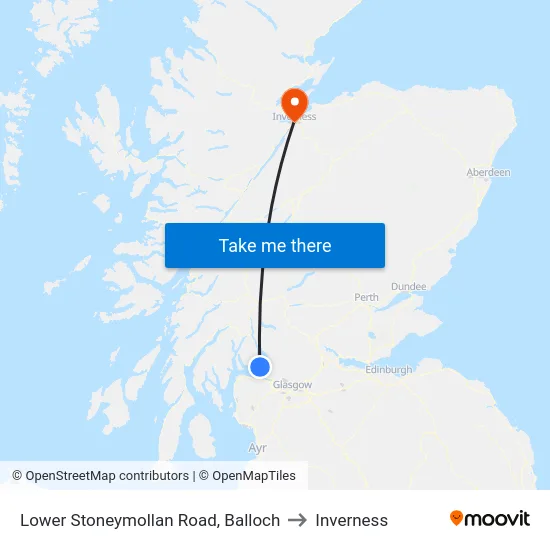 Lower Stoneymollan Road, Balloch to Inverness map