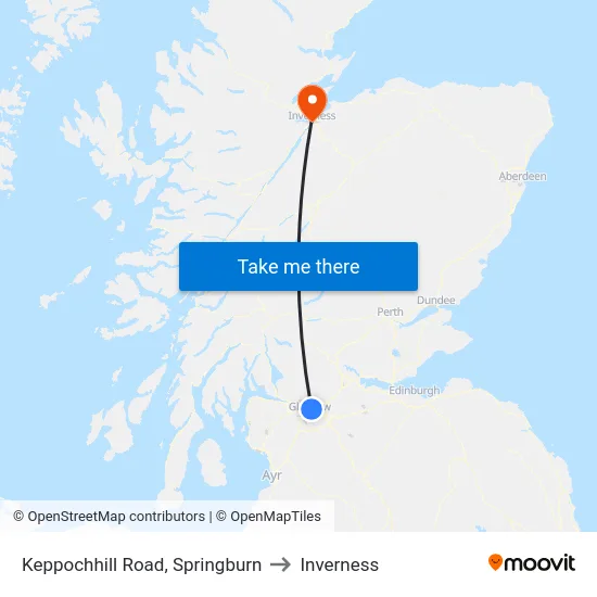 Keppochhill Road, Springburn to Inverness map