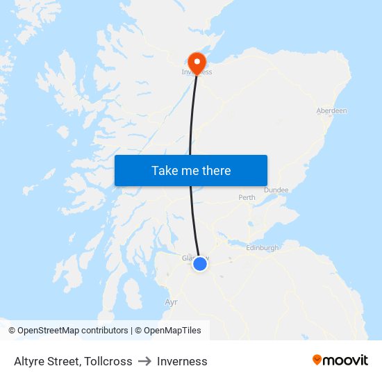 Altyre Street, Tollcross to Inverness map