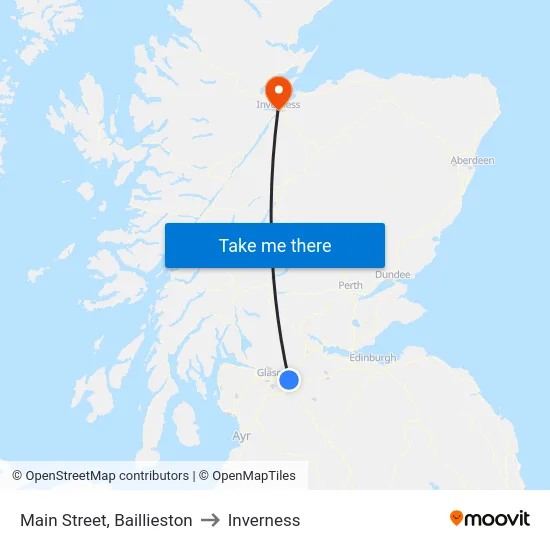 Main Street, Baillieston to Inverness map