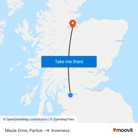 Maule Drive, Partick to Inverness map
