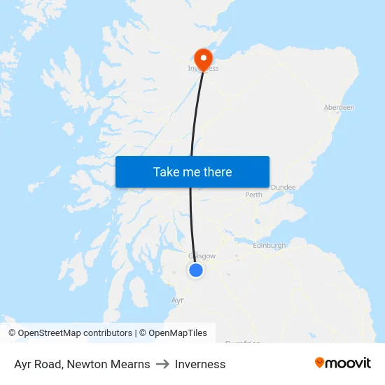 Ayr Road, Newton Mearns to Inverness map