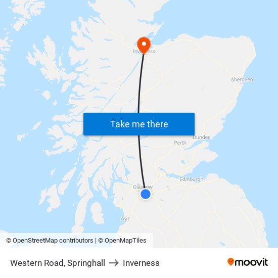 Western Road, Springhall to Inverness map