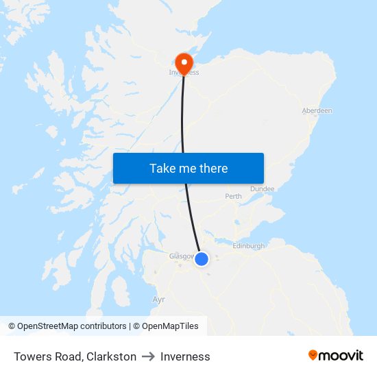 Towers Road, Clarkston to Inverness map