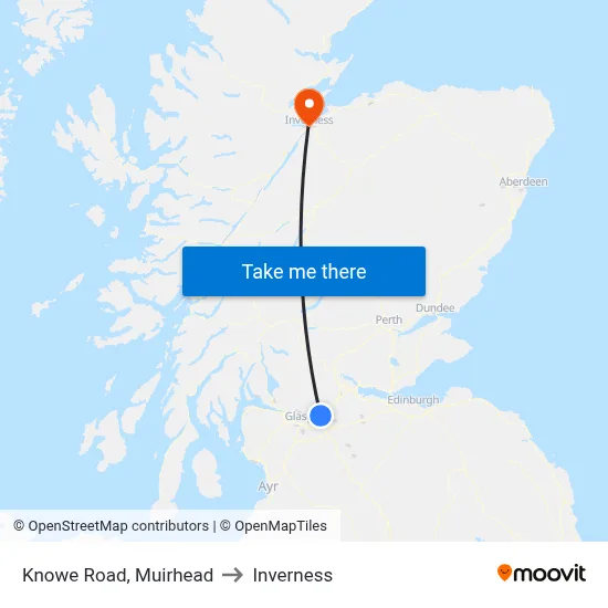 Knowe Road, Muirhead to Inverness map