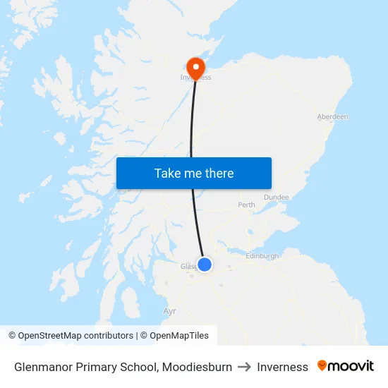Glenmanor Primary School, Moodiesburn to Inverness map