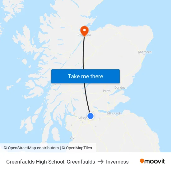 Greenfaulds High School, Greenfaulds to Inverness map