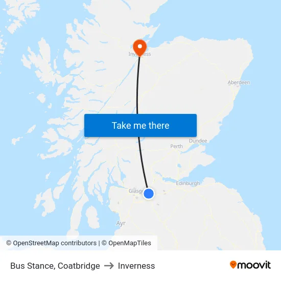 Bus Stance, Coatbridge to Inverness map