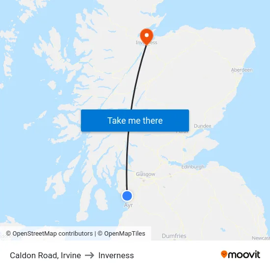Caldon Road, Irvine to Inverness map