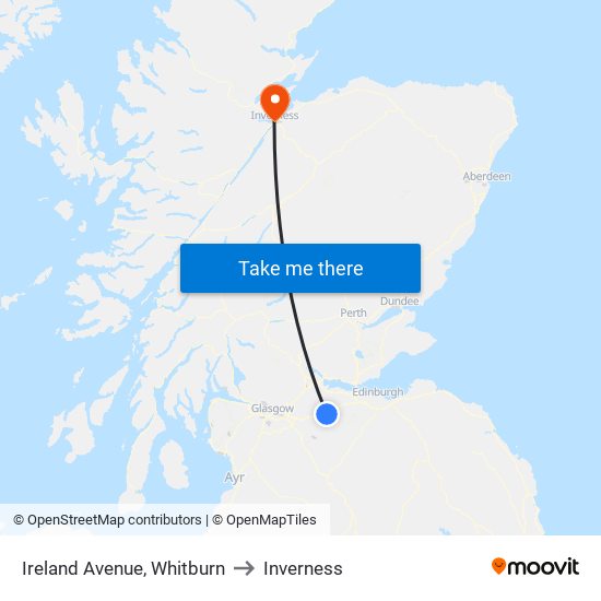 Ireland Avenue, Whitburn to Inverness map