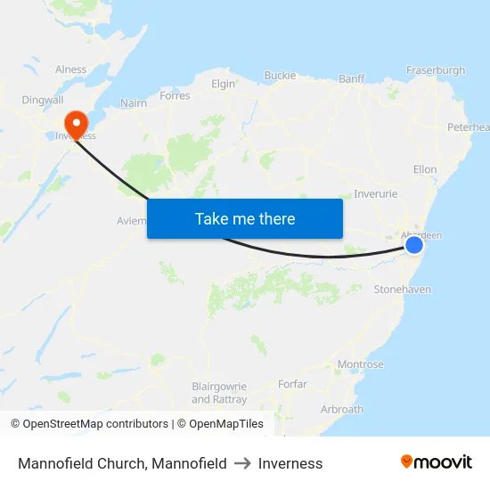 Mannofield Church, Mannofield to Inverness map