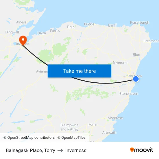 Balnagask Place, Torry to Inverness map