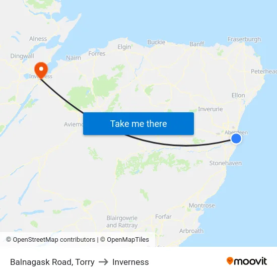 Balnagask Road, Torry to Inverness map