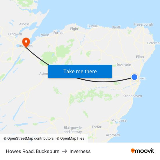 Howes Road, Bucksburn to Inverness map
