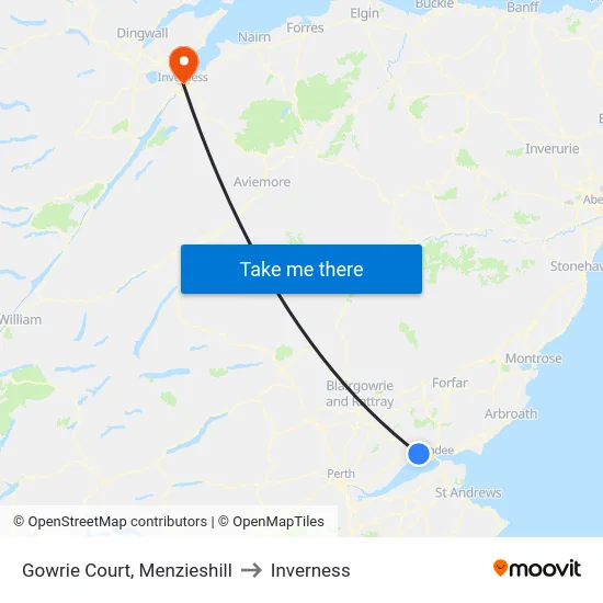 Gowrie Court, Menzieshill to Inverness map