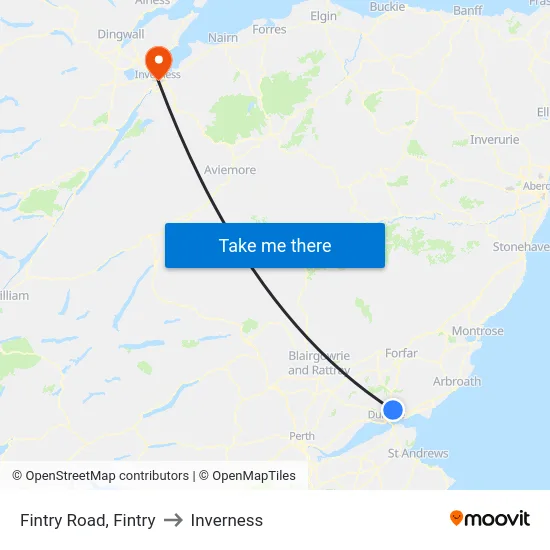 Fintry Road, Fintry to Inverness map