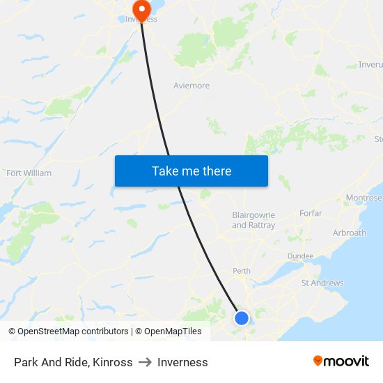 Park And Ride, Kinross to Inverness map