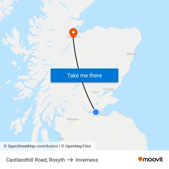 Castlandhill Road, Rosyth to Inverness map