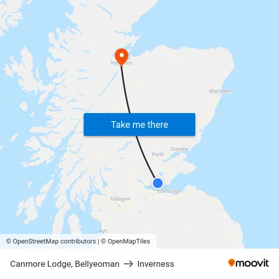 Canmore Lodge, Bellyeoman to Inverness map