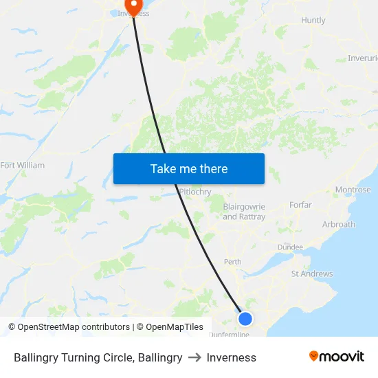 Ballingry Turning Circle, Ballingry to Inverness map