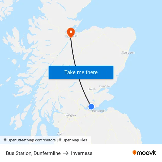 Bus Station, Dunfermline to Inverness map
