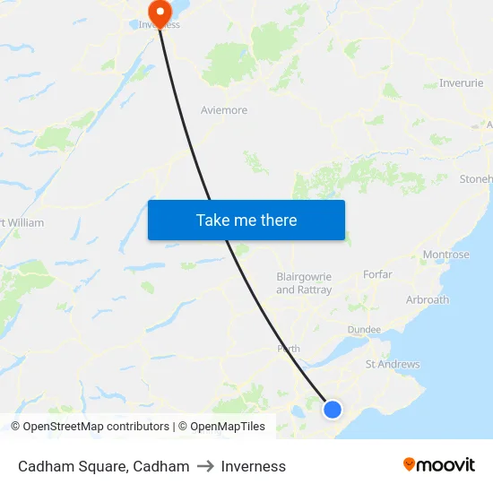 Cadham Square, Cadham to Inverness map