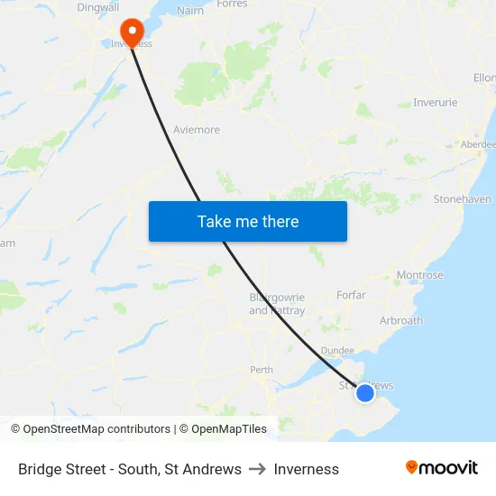 Bridge Street - South, St Andrews to Inverness map