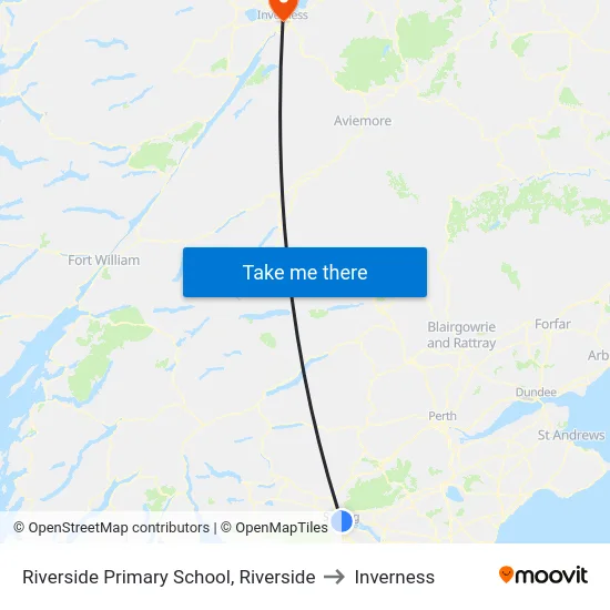 Riverside Primary School, Riverside to Inverness map