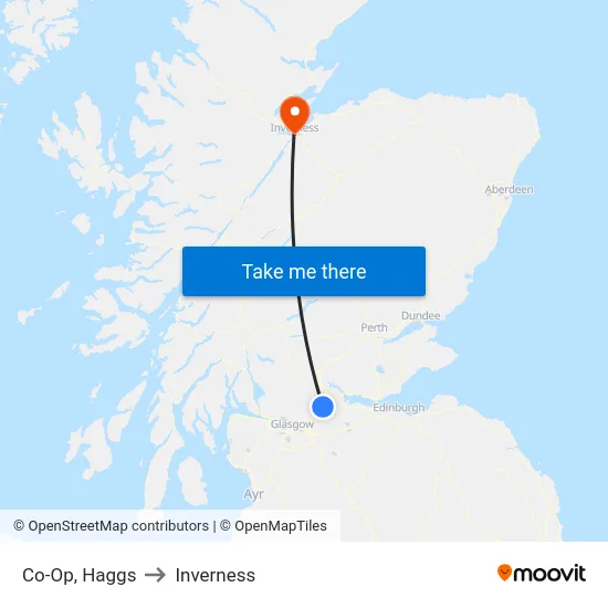 Co-Op, Haggs to Inverness map