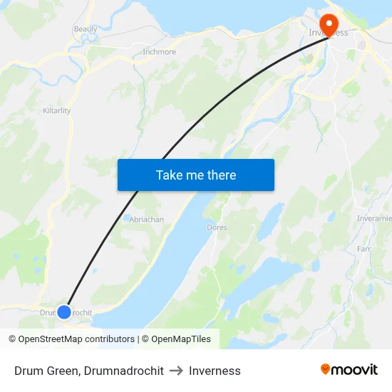 Drum Green, Drumnadrochit to Inverness map