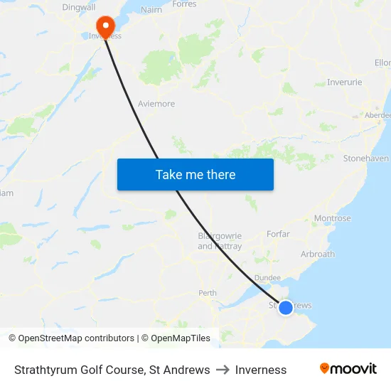 Strathtyrum Golf Course, St Andrews to Inverness map