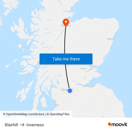 Blairhill to Inverness map