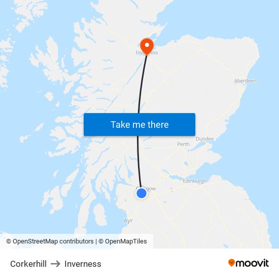 Corkerhill to Inverness map