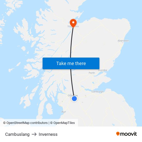Cambuslang to Inverness map
