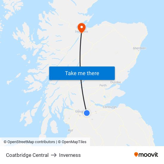 Coatbridge Central to Inverness map