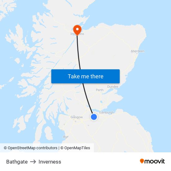 Bathgate to Inverness map