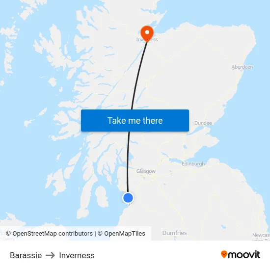 Barassie to Inverness map
