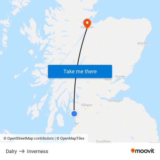 Dalry to Inverness map