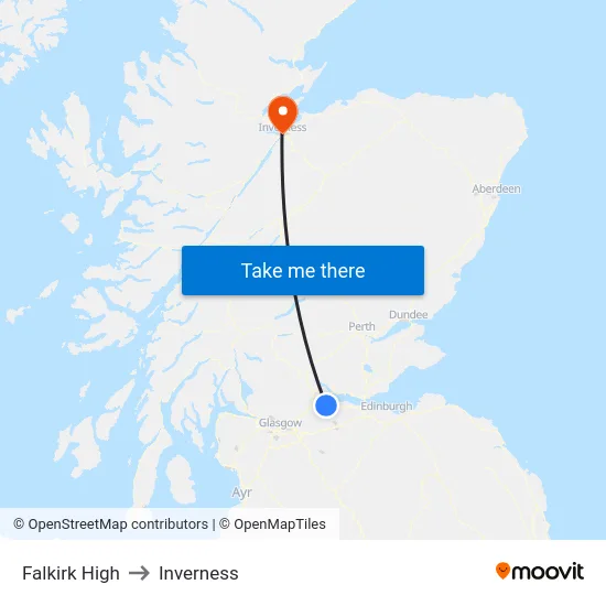 Falkirk High to Inverness map