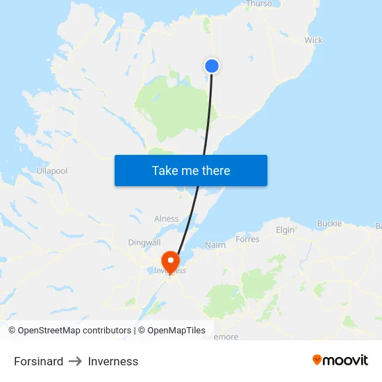 Forsinard to Inverness map