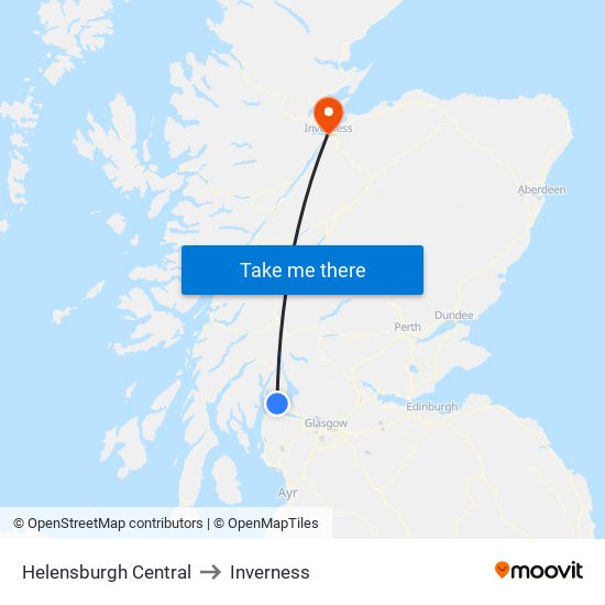 Helensburgh Central to Inverness map