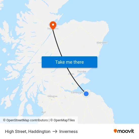 High Street, Haddington to Inverness map