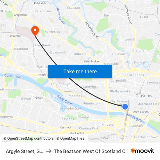 Argyle Street, Glasgow to The Beatson West Of Scotland Cancer Centre map