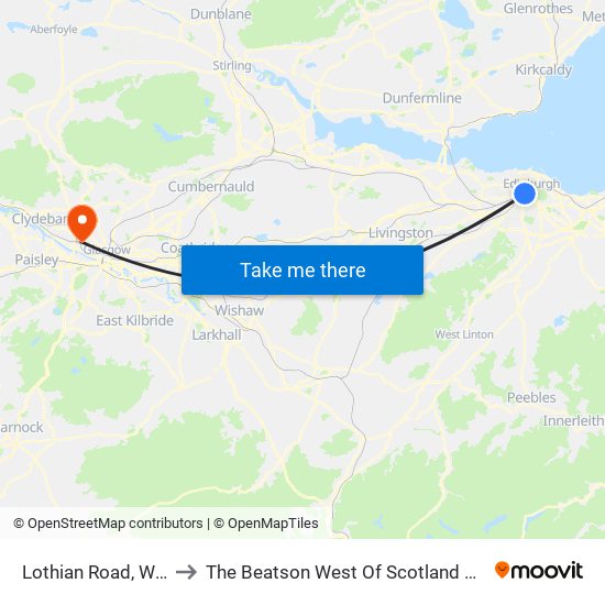 Lothian Road, West End to The Beatson West Of Scotland Cancer Centre map