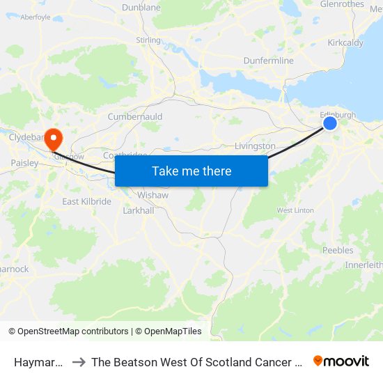 Haymarket to The Beatson West Of Scotland Cancer Centre map