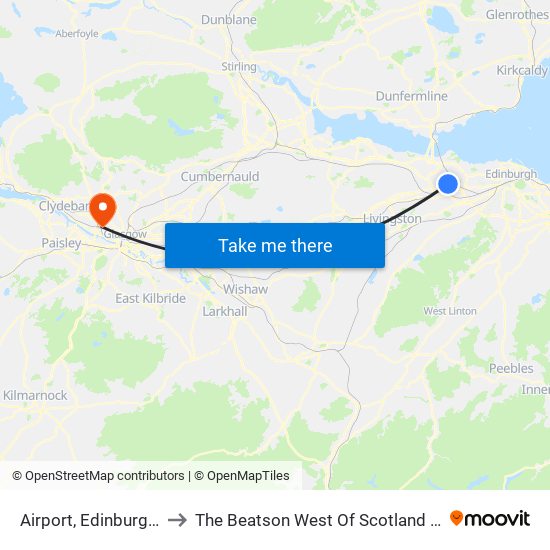 Airport, Edinburgh Airport to The Beatson West Of Scotland Cancer Centre map