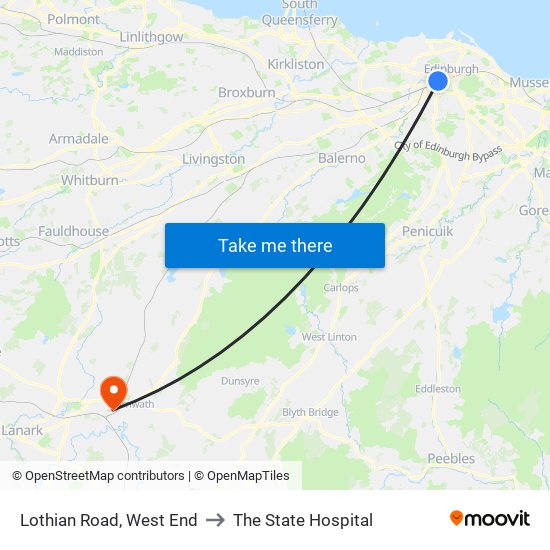 Lothian Road, West End to The State Hospital map