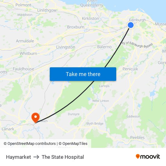 Haymarket to The State Hospital map